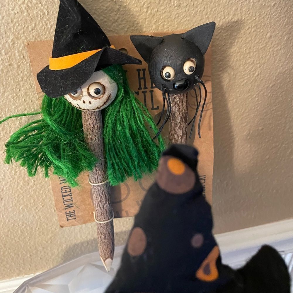 Halloween Bean Bag Characters Witch Cat plus Halloween Pencils Decorations - Picture 9 of 14